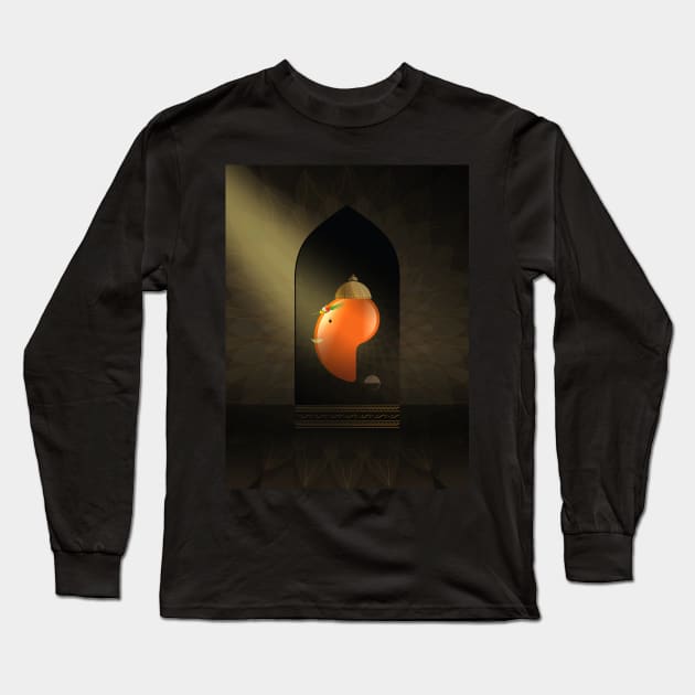 Elephant God also know as God of Knowledge and Art Ganapati or Ganesha Idol is Worshiped in India and Indian Tradition. Idol in an Indian Ethnic Temple Abstract Expression Long Sleeve T-Shirt by GeeTee